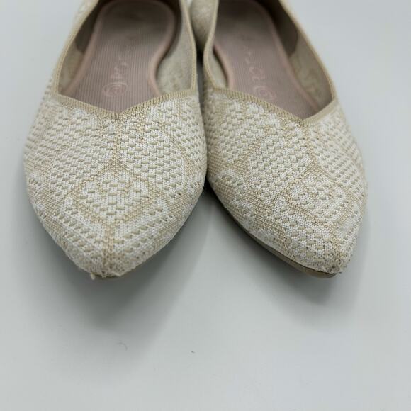 Rothy’s The Point Flats Lily Ivory Beige Knit Women’s Size 10.5 Sustainable - Picture 3 of 16